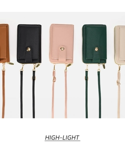 Crossbody phone bags in five elegant colors with gold hardware and adjustable straps
