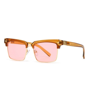Classic square tortoise shell sunglasses with pink lenses and metal acetate frame for women