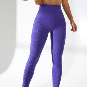 Women's High Waist Jacquard Yoga Leggings Seamless Compression Tummy Control Butt Lift Workout Pants Textured Gym Tights
