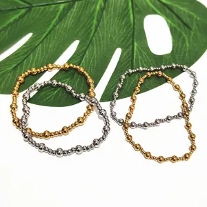 Pulsera De Cuentas Minimalista Acero Inoxidable Cuentas Redondas De Tamaños Alternos Joyería Para Mujeres