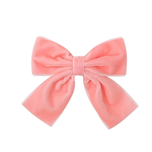 Elegant pink velvet bow hair clip for girls, handmade fabric hair accessory for kids