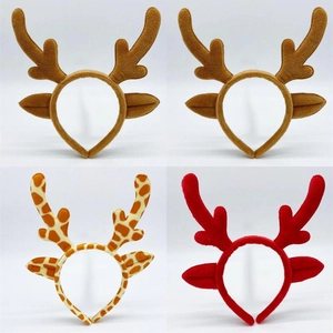 Christmas Reindeer Antler Headband Plush Cloth Giraffe Antlers Hair Hoop For Party Holiday Cosplay Accessory Unisex