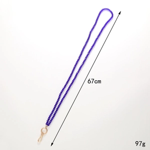 67cm blue crystal bead crossbody phone strap with gold spring clasps for women