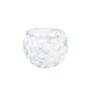 Portavelas minimalista de vidrio grueso con textura de panal para decoración de mesa