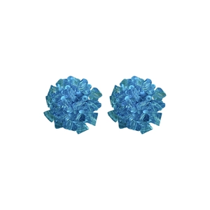 Chic blue glass bead flower cluster stud earrings with silver needle in minimalist style