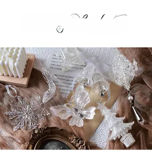 Exquisite transparent acrylic Christmas ornaments with colorful iridescent finish details