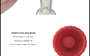 Detail view of the uniform red silicone inner plug design for wine bottle sealers