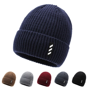 Winter Knitted Beanie Hat Thick Ribbed Warm Windproof Outdoor Casual Skull Cap For Men Women Solid Color