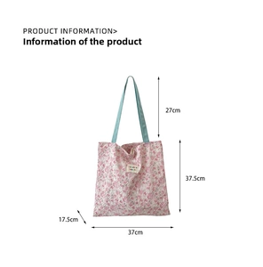Size chart showing 37.5x37cm dimensions for the floral quilted shoulder tote bag