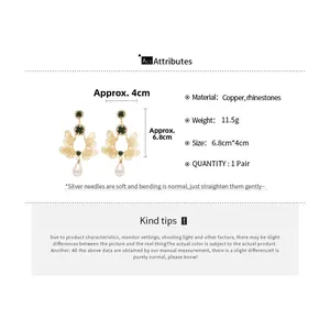 Detailed size specifications of vintage butterfly drop earrings with measurements and weight