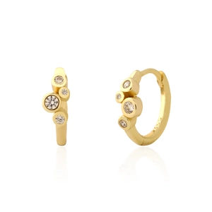 925 Sterling Silver Huggie Hoop Earrings Geometric Round Zircon Inlaid Delicate Fashion Jewelry For Women
