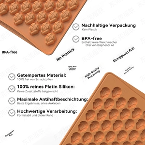 Macro view of BPA-free orange silicone chick molds for baking and ice cube trays