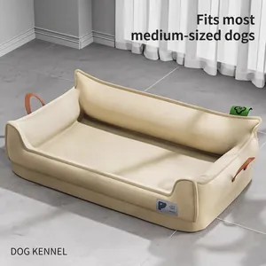Waterdichte Leren Huisdier Sofa Bed Met Afneembare Wasbare Hoes En Dubbele Handgrepen Voor Grote Middelgrote Kleine Honden Katten