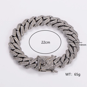 Iced Out Cuban Link Bracelet 316L Stainless Steel Full Rhinestone Heavyweight Hip Hop Jewelry For Men