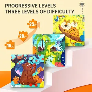 Educational animal magnetic puzzles for toddlers featuring 16, 20 and 25 pieces levels