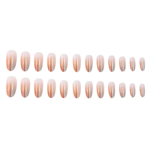 Long almond pearl pink cat eye gradient press-on nails set with 24 shimmering pieces