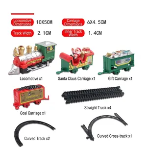 Electric Christmas train set with Santa carriage, gift car and track pieces for kids
