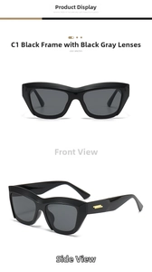 Detail of square semi-rimless sunglasses featuring gold-tone parallel metal temple bars