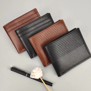 Portefeuilles pliants classiques pour hommes en cuir noir et marron foncé avec fermeture éclair