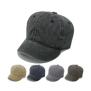Washed Cotton Short Brim Baseball Cap Retro Distressed Outdoor Sun Protection Hat For Men Women