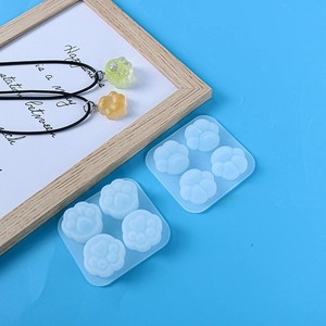 Detail of mini cat paw silicone mold for DIY resin pendants and mirror finish crafts