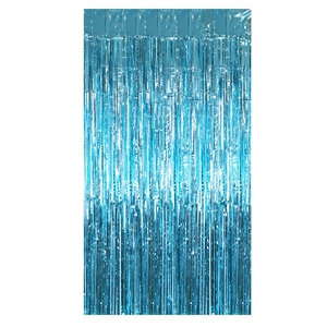 Blue metallic foil fringe curtain for ocean mermaid theme birthday party background