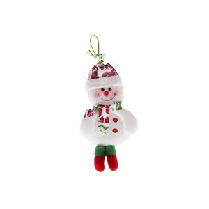 Colgante de muñeco de nieve de felpa para árbol de Navidad con gorro y bufanda de punto rojo