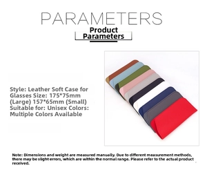 Detailed view showing dimensions of large and small PU leather soft glasses bags