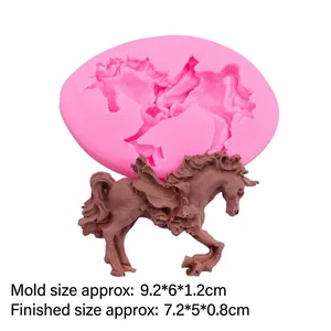 Pink silicone carousel horse mold for DIY fondant cake decor and clay crafting