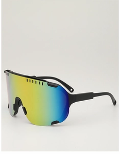 Side view of outdoor cycling sunglasses with colorful gradient lens and black frame