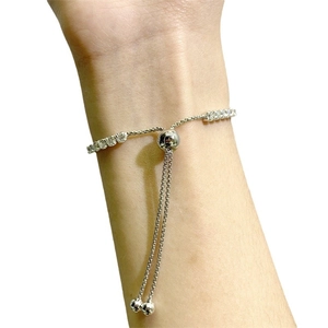 Adjustable S925 sterling silver moissanite tennis bracelet with sliding clasp for women