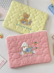 Quilted cartoon embroidery laptop sleeve case for 13 14 inch iPad and MacBook