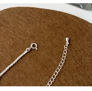 Close-up of S925 sterling silver lobster clasp with extension chain and teardrop charm