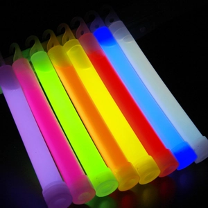 Pack of 8 colorful 6-inch glow sticks with hanging hooks for outdoor camping and parties