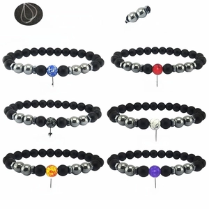 Lot de bracelets en pierres mates 6mm avec perles magnétiques, 6 couleurs, 23cm