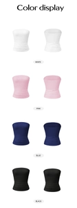 Detailed color display of Y2K knit tube tops in white, pink, blue, and black shades