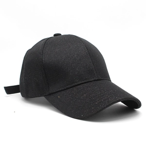 Detail of black breathable mesh baseball cap with subtle glitter coating finish