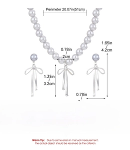 Spécifications de taille pour l'ensemble bijoux collier en perles et boucles d'oreilles