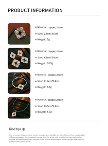 Detailed size and weight specifications for zircon flower jewelry set including necklace