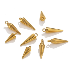Lot de neuf pendentifs coniques dorés en acier inoxydable pour création de bijoux DIY