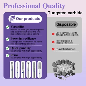 Professional 6pcs tungsten carbide nail drill bit set for manicures and gel removal