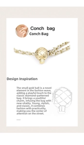 Detailed view of adjustable golden metal ball buckle on luxury quilted chain strap