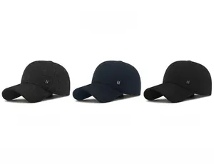 Men's wool blend baseball caps in grey, navy, and black with metallic N logo