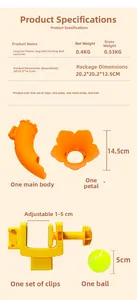 Detailed technical specifications and dimensions for the automatic dog ball pitcher