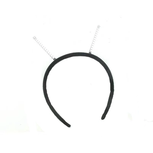 Schwarzer Samt-Haarreif mit zwei silbernen Metallfedern für DIY-Haarschmuck-Accessoires