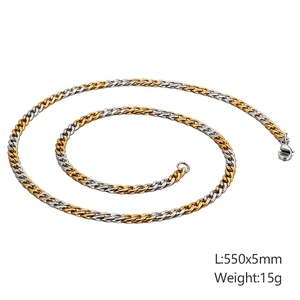 Détail du collier chaîne NK bicolore en acier de 550mm avec dimensions et poids