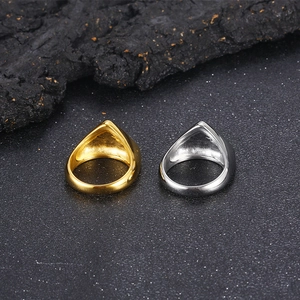 Minimalist geometric triangular stainless steel rings in gold and silver finishes