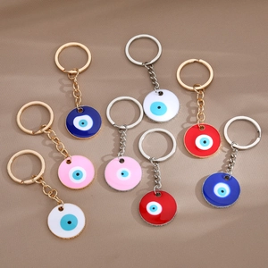 Evil Eye Keychain Turkish Lucky Amulet Round Alloy Enamel Pendant Bag Charm Protection Jewelry