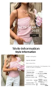 Vue détaillée du gilet en maille rose à épaules dénudées avec composition du tissu