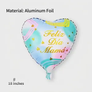 18-inch heart-shaped foil balloon for Mother Day with Feliz Día Mamá gold text